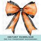 Halloween Orange & Black Watercolor Coquette Bow PNG File