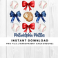 Philadelphia Phillies Trendy Coquette Bow Baseball PNG File