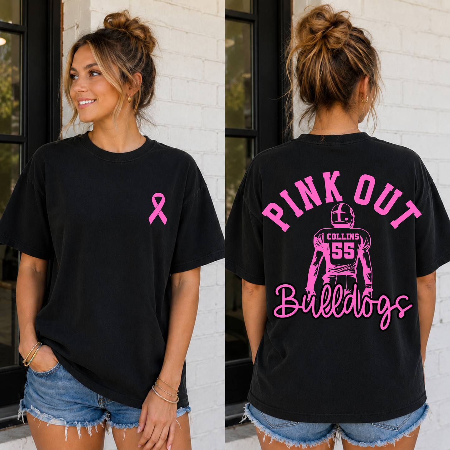 Pink Out Football Player Editable Template | *Blank Mockup Included