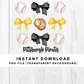 Pittsburgh Pirates Trendy Coquette Bow Baseball PNG File