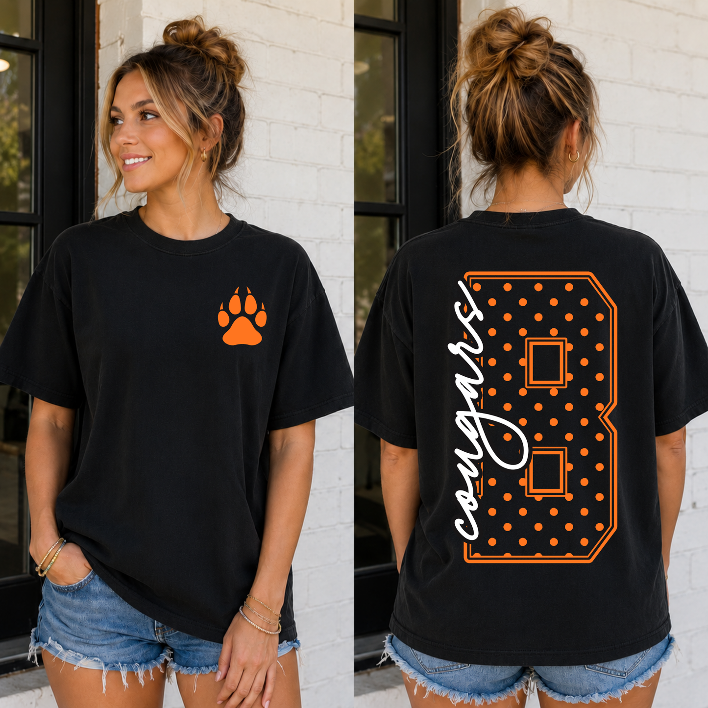 Polka Dot Initial School Spirit Mascot Editable Template | *blank mockup included