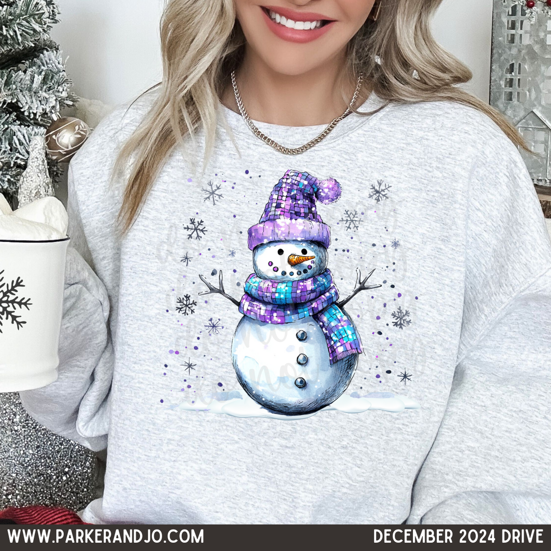 Purple Disco Ball Snowman PNG