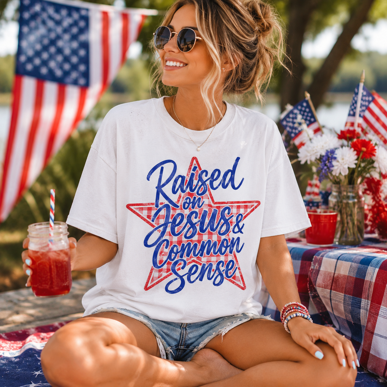 Patriotic Raised on Jesus & Common Sense png