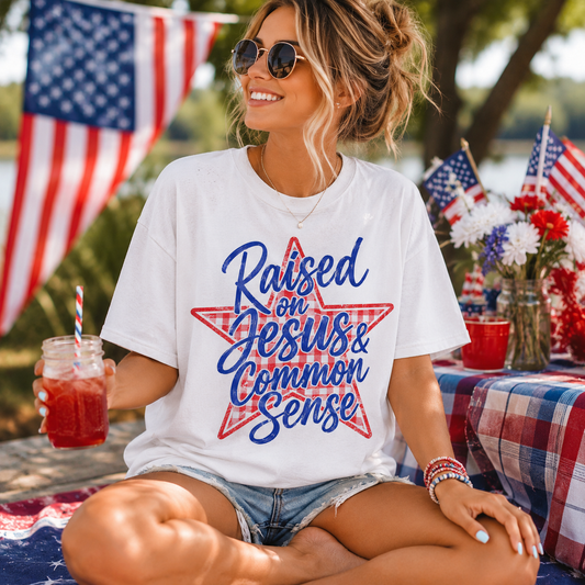 Patriotic Raised on Jesus & Common Sense png