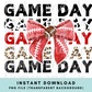 Red Gameday Football Coquette Bow PNG File