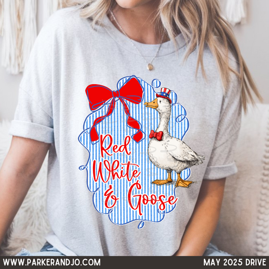 Red, White, and Goose striped bow png
