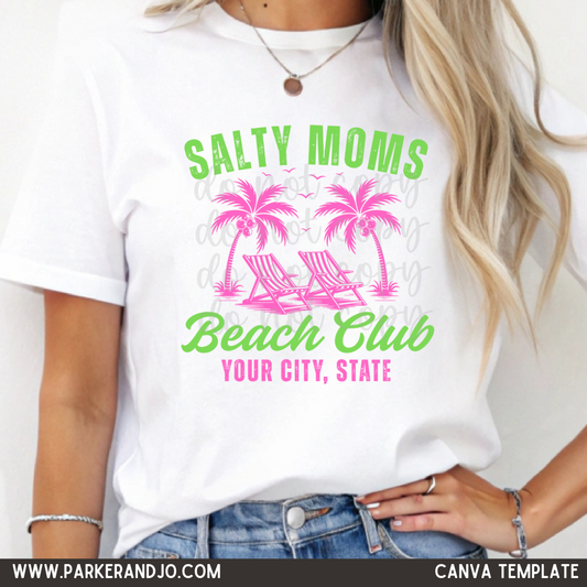 Salty Moms Beach Club Custom City Canva Template