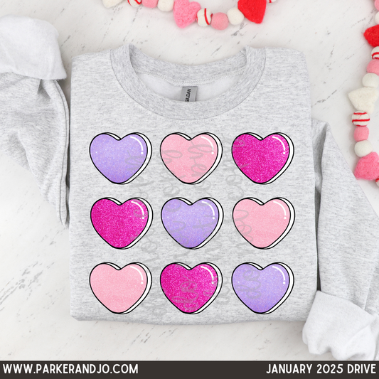 Valentine's Pink and Purple Faux Glitter Hearts PNG