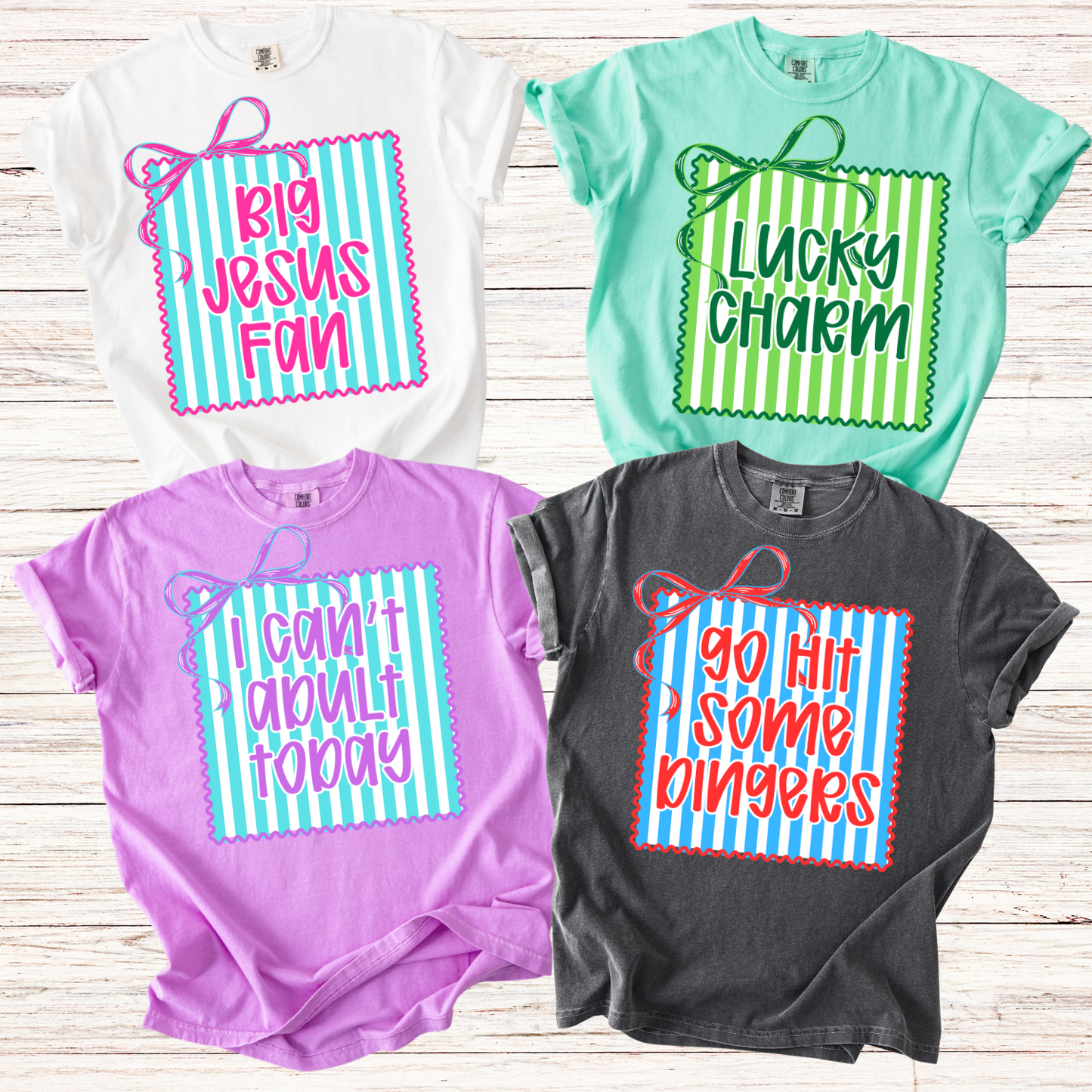 preppy stripes and bow custom text editable template