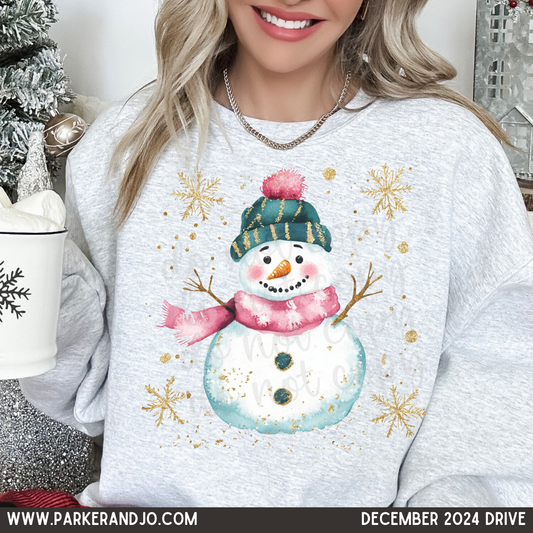 Snowman with Gold Snowflakes PNG