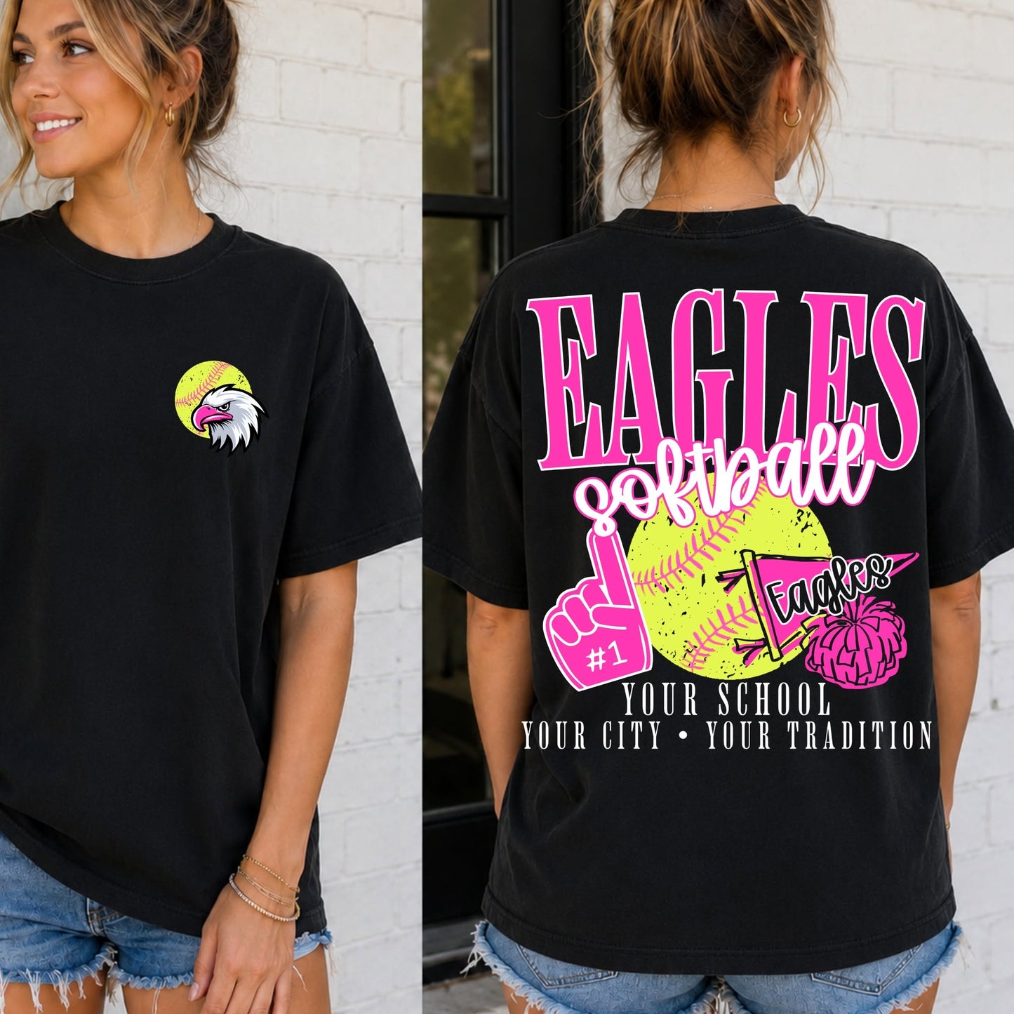 SOFTBALL School Spirit Mascot Editable Template | *blank mockup included