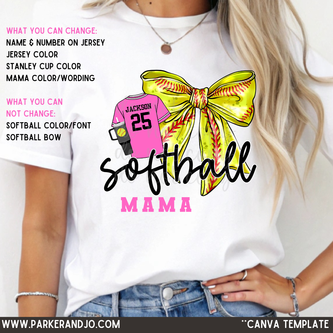 Softball Bow Canva Template