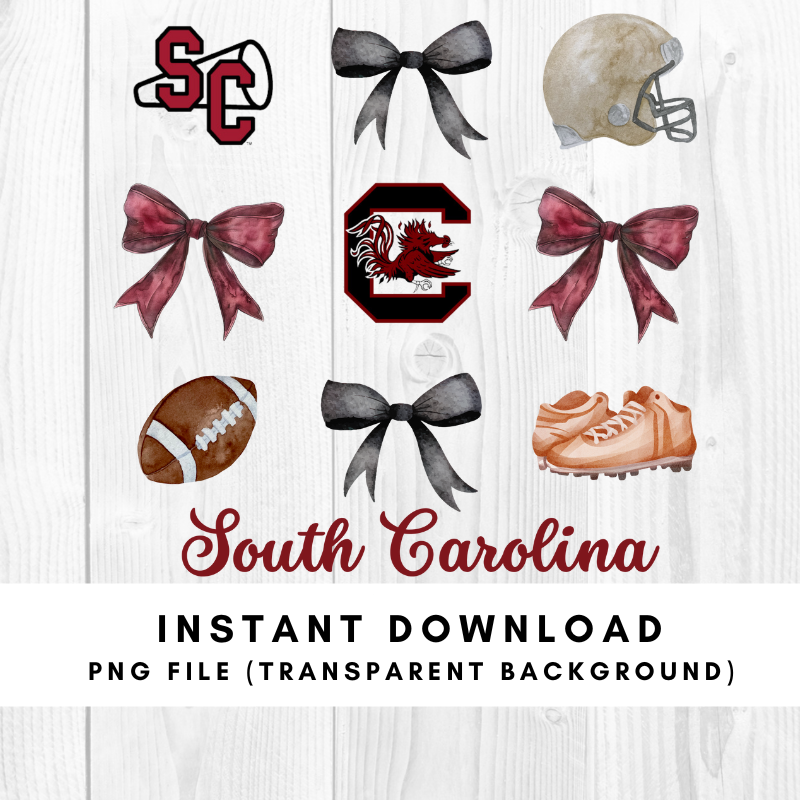 South Carolina Gamecocks Trendy Coquette Bow Football PNG File