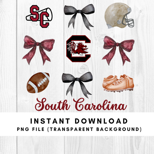 South Carolina Gamecocks Trendy Coquette Bow Football PNG File