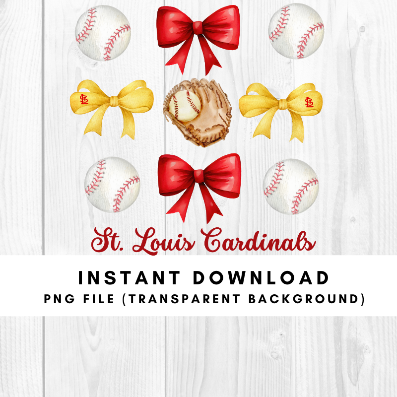 St. Louis Cardinals Trendy Coquette Bow Baseball PNG File