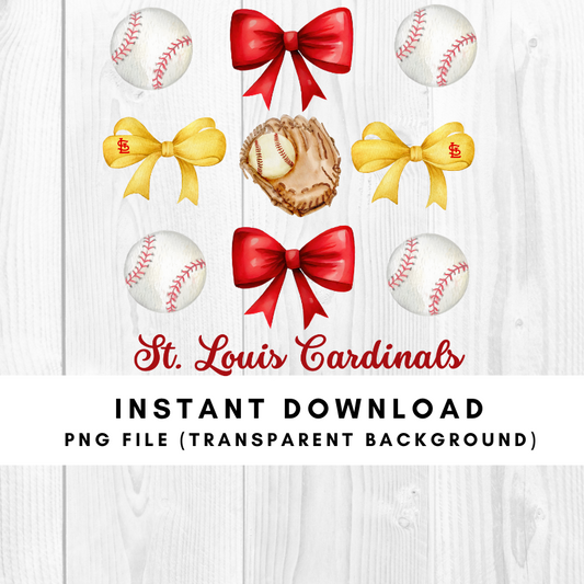 St. Louis Cardinals Trendy Coquette Bow Baseball PNG File