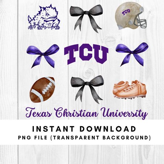 TCU Texas Christian University Trendy Coquette Bow Football PNG File
