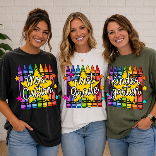 Colorful Crayons Back to School Teacher Editable Template | *blank mockup included