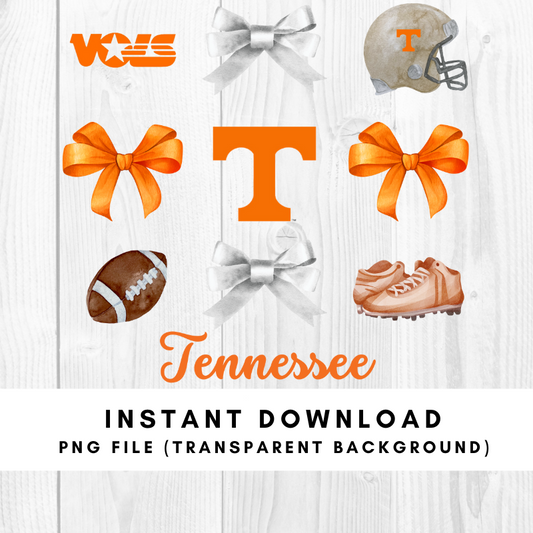 Tennessee Vols Trendy Coquette Bow Football PNG File