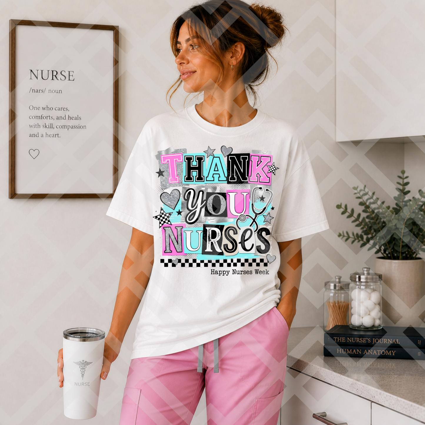 THANK YOU NURSES PINK TEAL PNG