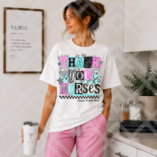 THANK YOU NURSES PINK TEAL PNG