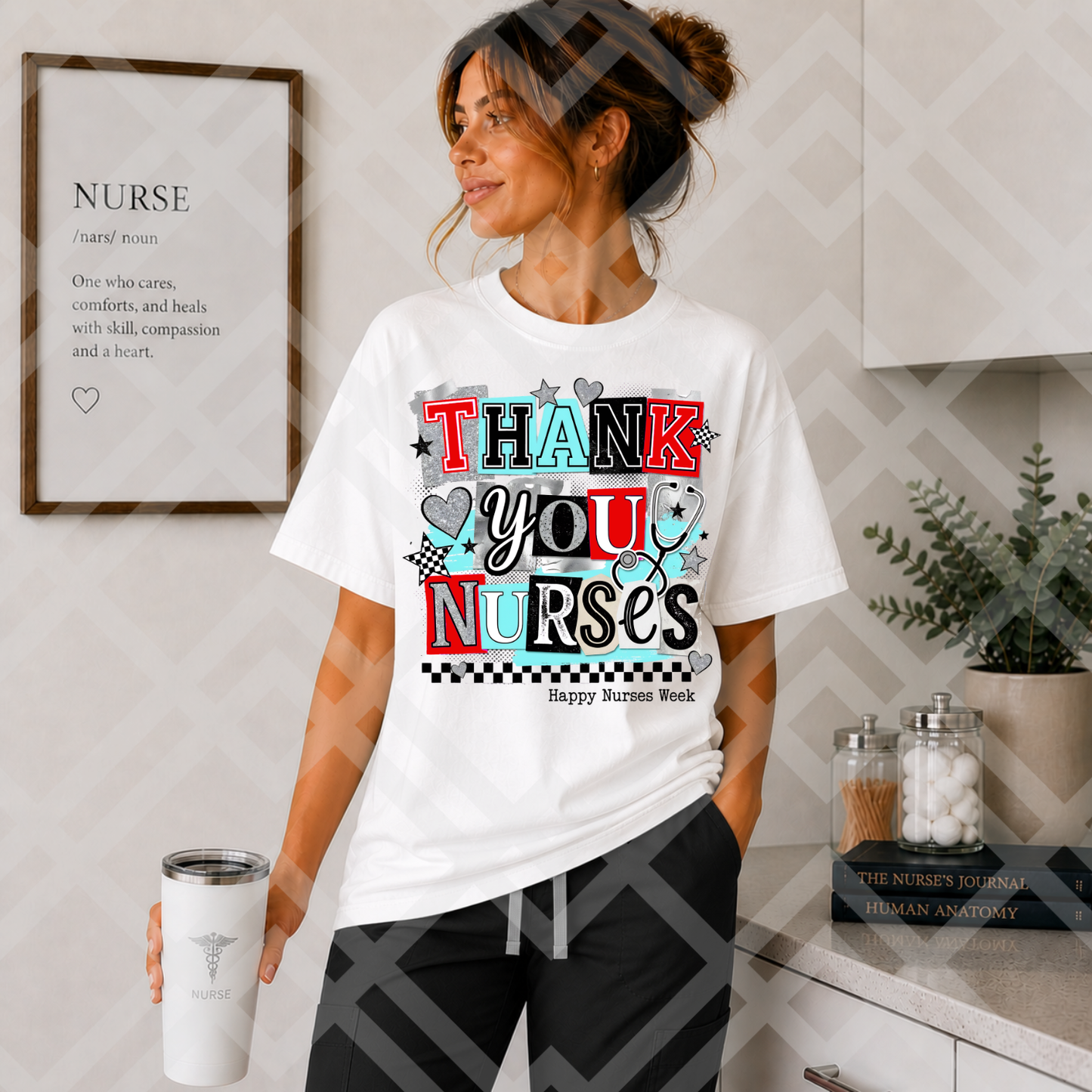THANK YOU NURSES RED TEAL PNG