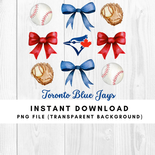 Toronto Blue Jays Trendy Coquette Bow Baseball PNG File