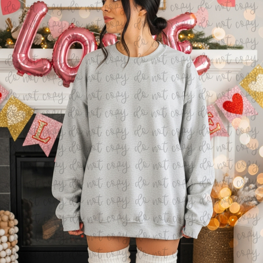 Valentines Day Gildan Ash Crewneck Mockup