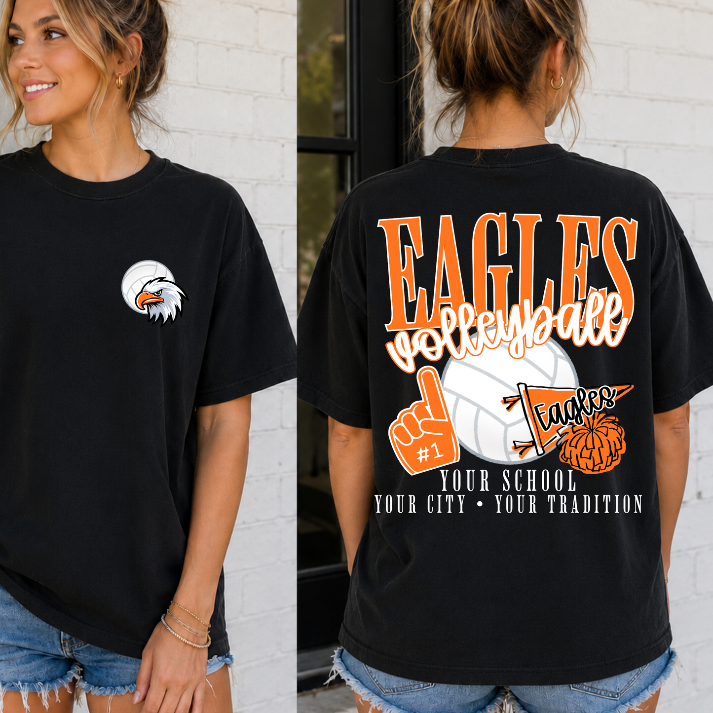 VOLLEYBALL School Spirit Mascot Editable Template | *blank mockup included
