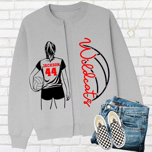 Volleyball Split Sweatshirt Editable Template | *Blank Mockup Included