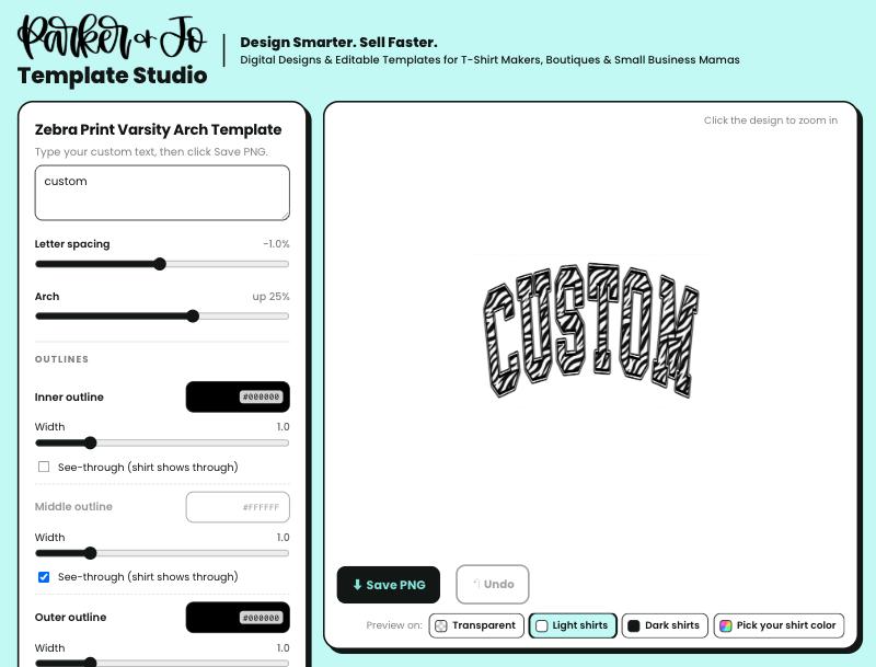Zebra Print Varsity Arch Template | Parker & Jo™ Template Studio